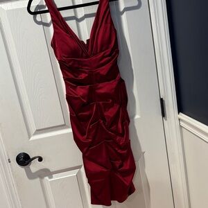 Xscape Sleeveless Ruched Burgundy Dress. NWOT.